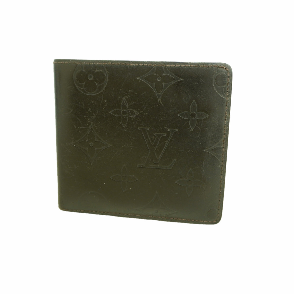 【6ib2713】ルイヴィトン 財布 モノグラム・グラセレザー ポルトフォイユコンパクト M66490 カフェ【中古】メンズ