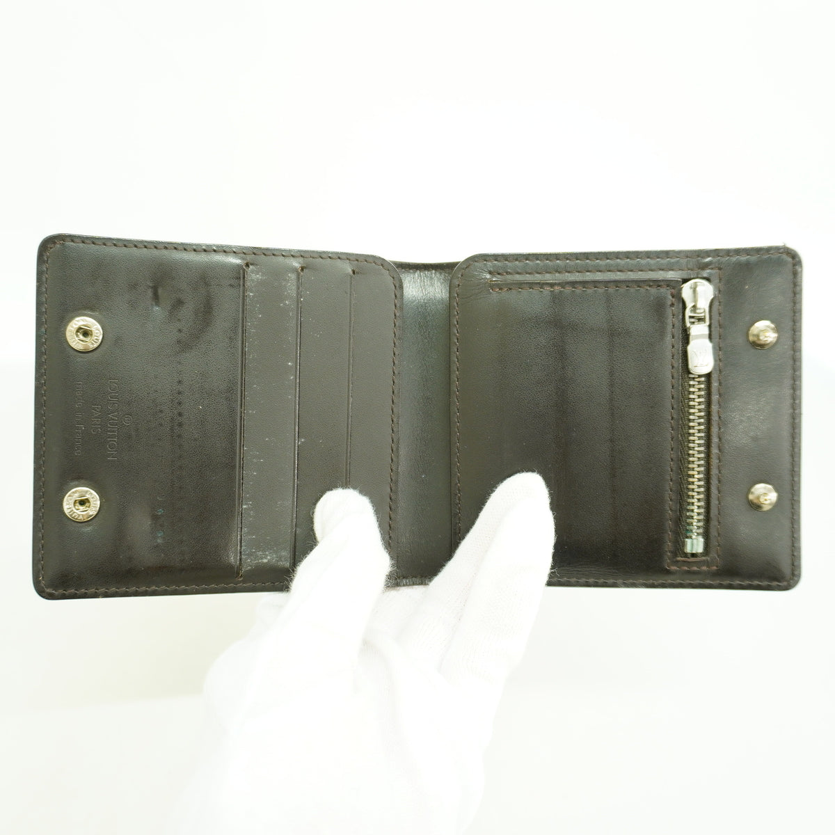 【6ib2713】ルイヴィトン 財布 モノグラム・グラセレザー ポルトフォイユコンパクト M66490 カフェ【中古】メンズ