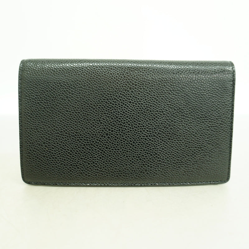 【6ib2714】シャネル 長財布 キャビアスキン ブラック シルバー金具【中古】メンズ レディース ユニセックス