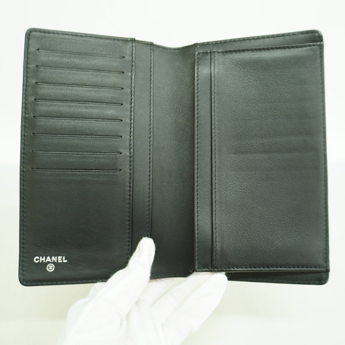 【6ib2714】シャネル 長財布 キャビアスキン ブラック シルバー金具【中古】メンズ レディース ユニセックス
