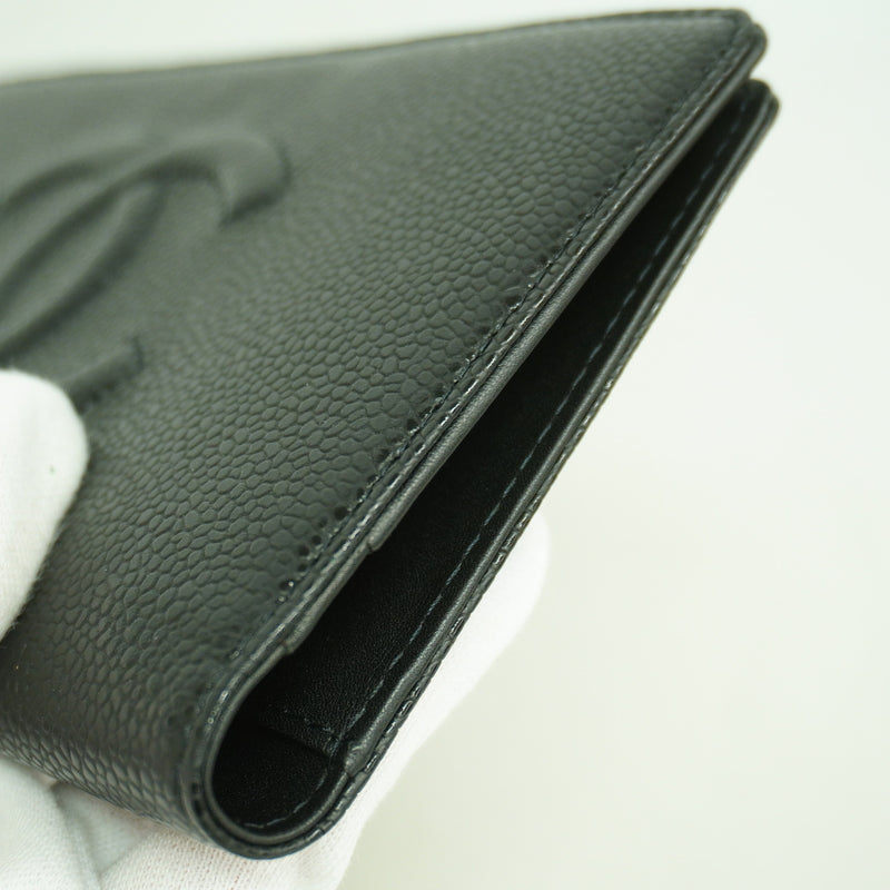 【6ib2714】シャネル 長財布 キャビアスキン ブラック シルバー金具【中古】メンズ レディース ユニセックス