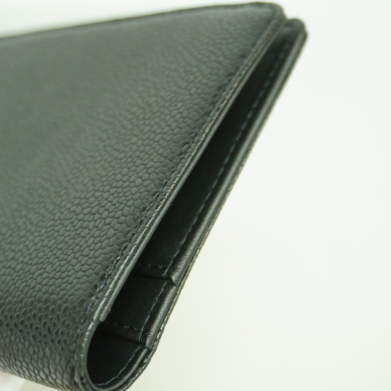 【6ib2714】シャネル 長財布 キャビアスキン ブラック シルバー金具【中古】メンズ レディース ユニセックス