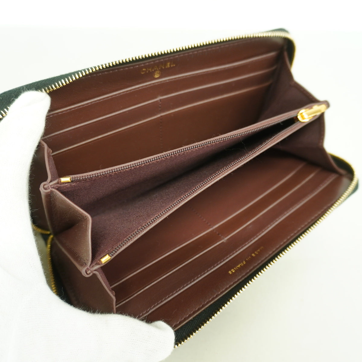 【6ib2724】シャネル 長財布 マトラッセ キャビアスキン ブラック ゴールド金具【中古】レディース