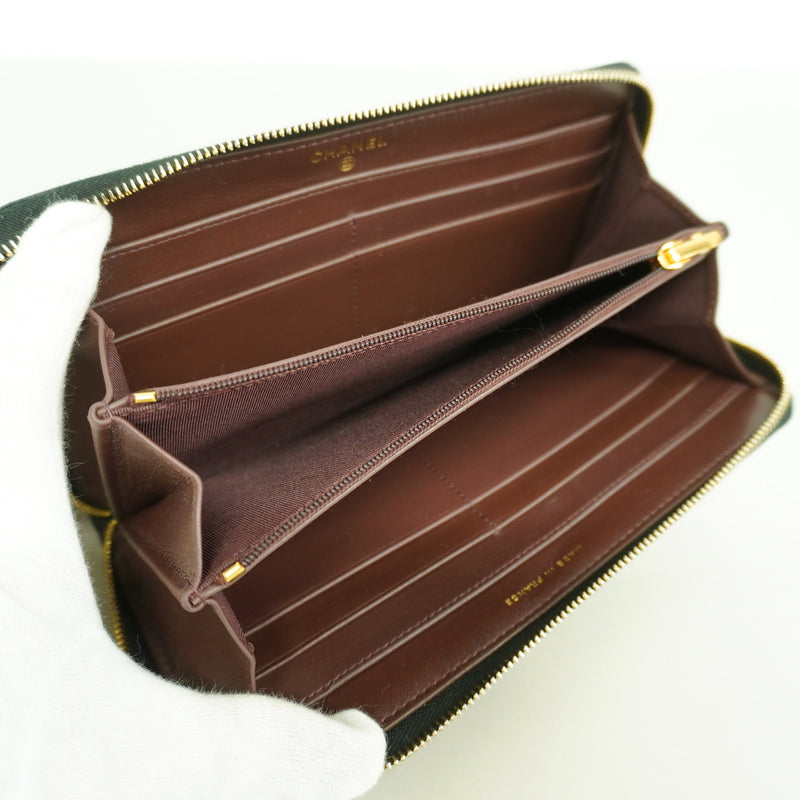【6ib2724】シャネル 長財布 マトラッセ キャビアスキン ブラック ゴールド金具【中古】レディース
