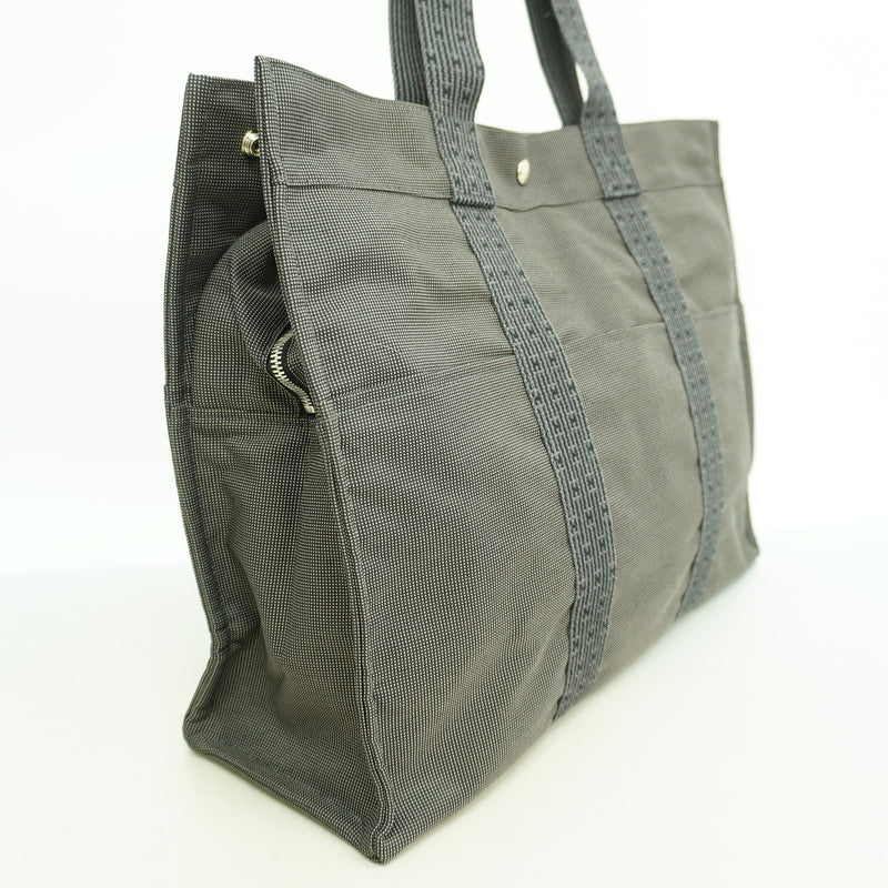 【6ib2725】エルメス トートバッグ エールラインGM ナイロン グレー シルバー金具【中古】メンズ レディース ユニセックス