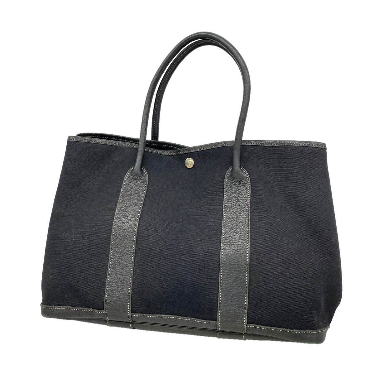 【6ib2743】エルメス トートバッグ ガーデンパーティPM トワルオフィシエ ブラック シルバー金具 □H刻印【中古】レディース