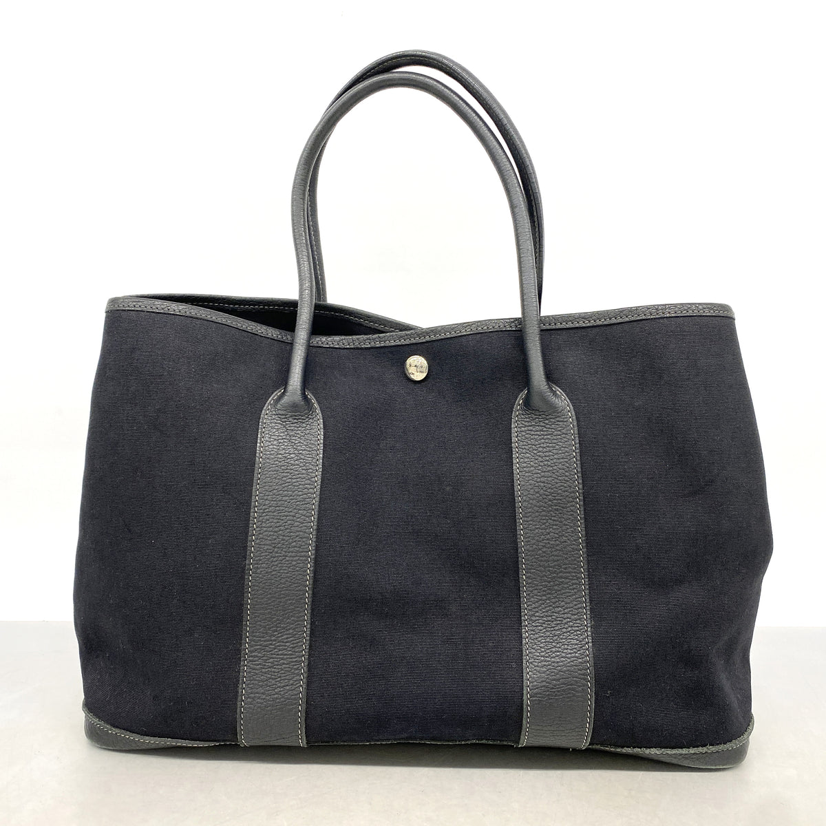 【6ib2743】エルメス トートバッグ ガーデンパーティPM トワルオフィシエ ブラック シルバー金具 □H刻印【中古】レディース