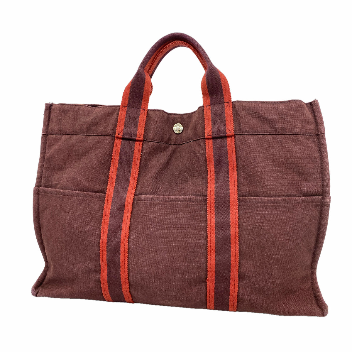 【6ib2744】エルメス トートバッグ フールトゥMM キャンバス ボルドー シルバー金具【中古】レディース