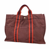 【6ib2744】エルメス トートバッグ フールトゥMM キャンバス ボルドー シルバー金具【中古】レディース