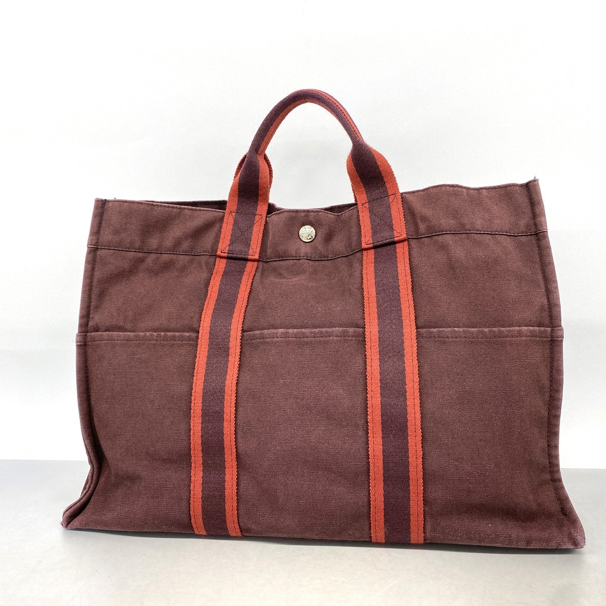 【6ib2744】エルメス トートバッグ フールトゥMM キャンバス ボルドー シルバー金具【中古】レディース