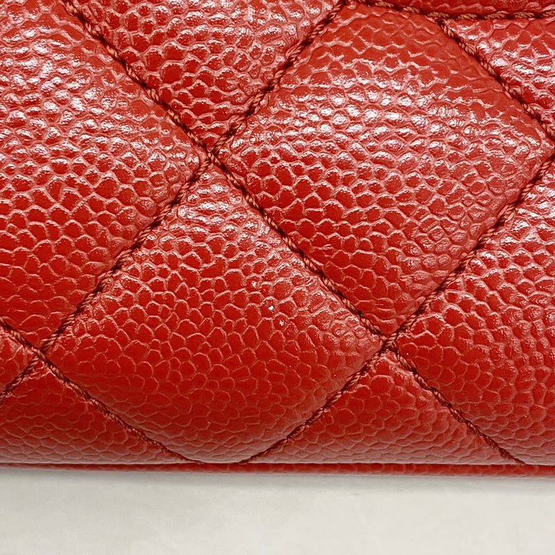 【6ib2745】シャネル チェーントート マトラッセ キャビアスキン レッド シルバー金具【中古】レディース