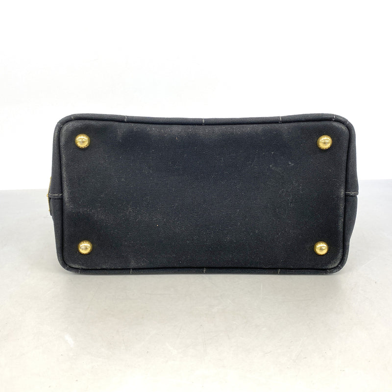 【6ib2755】プラダ ハンドバッグ カナパ キャンバス ブラック ゴールド金具 2wayバッグ【中古】レディース