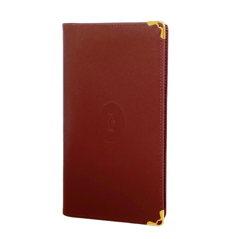 【6ib2772】カルティエ 手帳カバー マスト レザー ボルドー ゴールド金具【中古】メンズ レディース ユニセックス