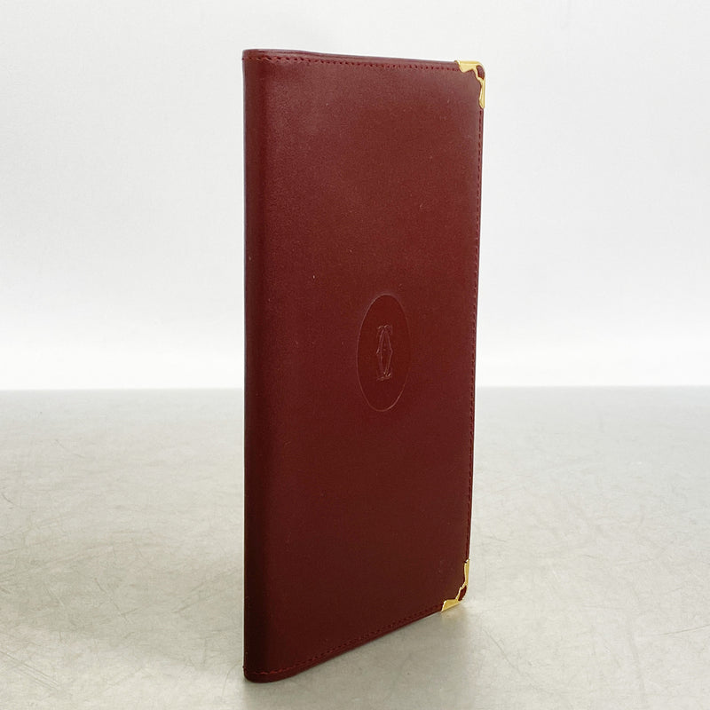 【6ib2772】カルティエ 手帳カバー マスト レザー ボルドー ゴールド金具【中古】メンズ レディース ユニセックス
