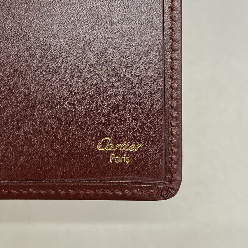 【6ib2772】カルティエ 手帳カバー マスト レザー ボルドー ゴールド金具【中古】メンズ レディース ユニセックス