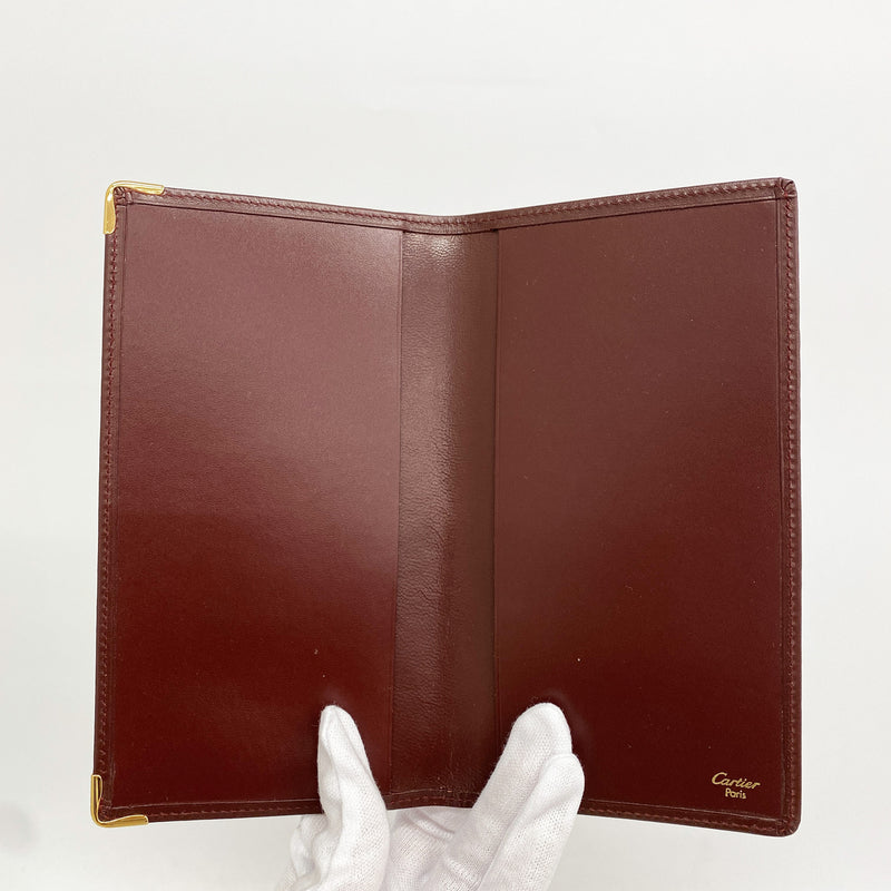 【6ib2772】カルティエ 手帳カバー マスト レザー ボルドー ゴールド金具【中古】メンズ レディース ユニセックス