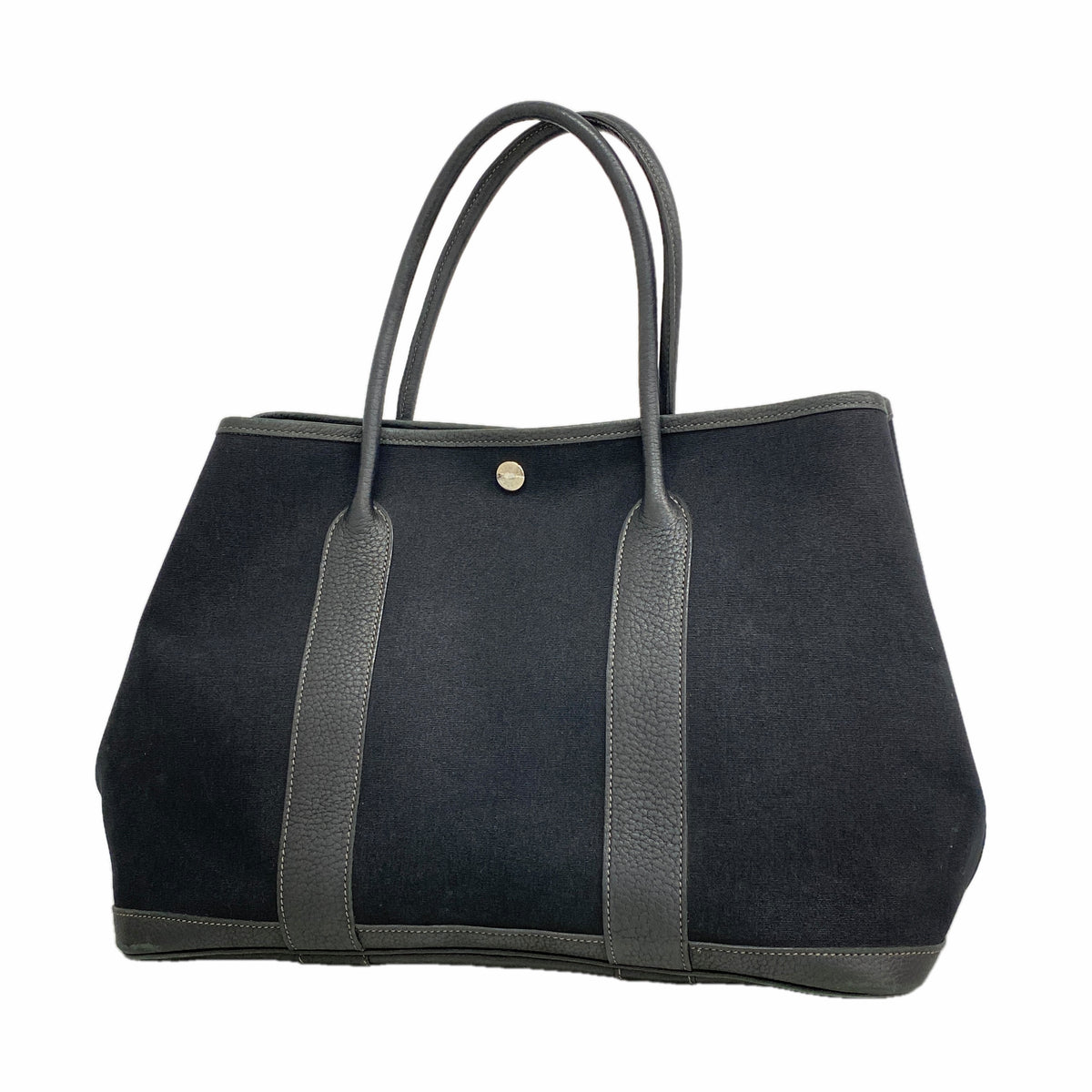 【6ib2775】エルメス トートバッグ ガーデンパーティPM トワルオフィシエ ブラック シルバー金具 □K刻印【中古】レディース