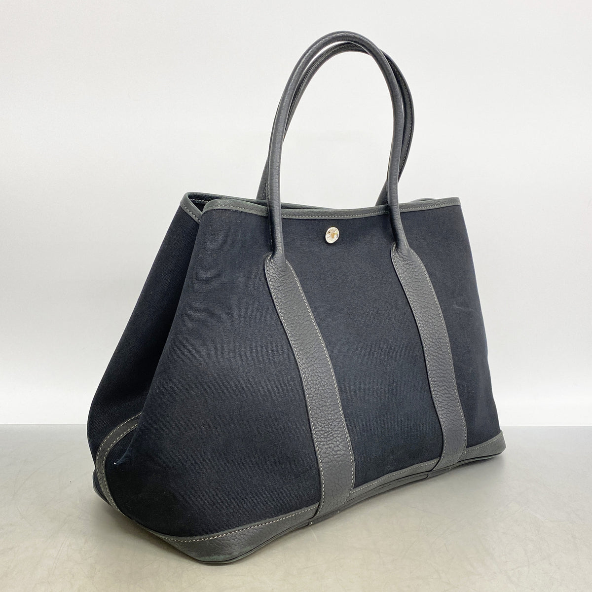 【6ib2775】エルメス トートバッグ ガーデンパーティPM トワルオフィシエ ブラック シルバー金具 □K刻印【中古】レディース