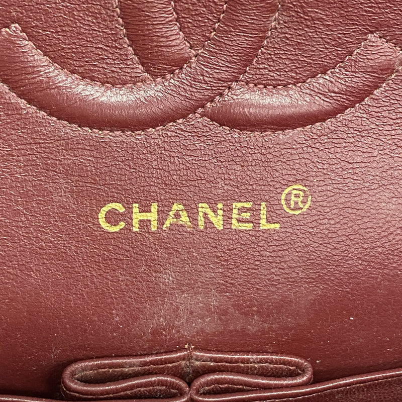 【6ib2783】シャネル ショルダーバッグ マトラッセ Wフラップ Wチェーン ラムスキン ブラック ゴールド金具【中古】レディース