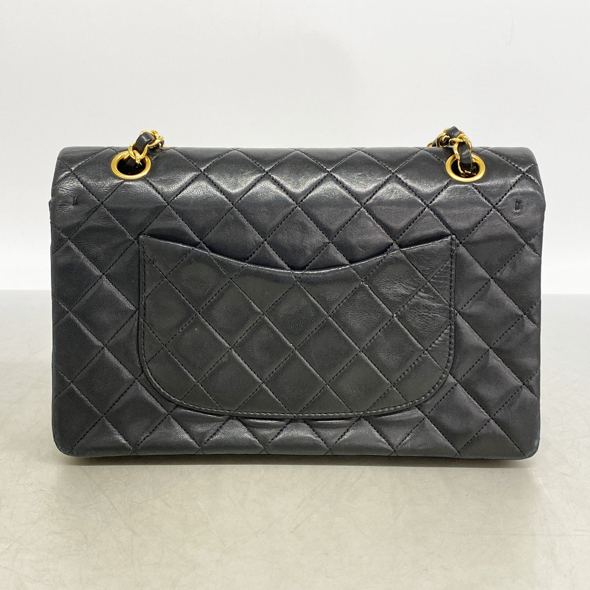 【6ib2783】シャネル ショルダーバッグ マトラッセ Wフラップ Wチェーン ラムスキン ブラック ゴールド金具【中古】レディース