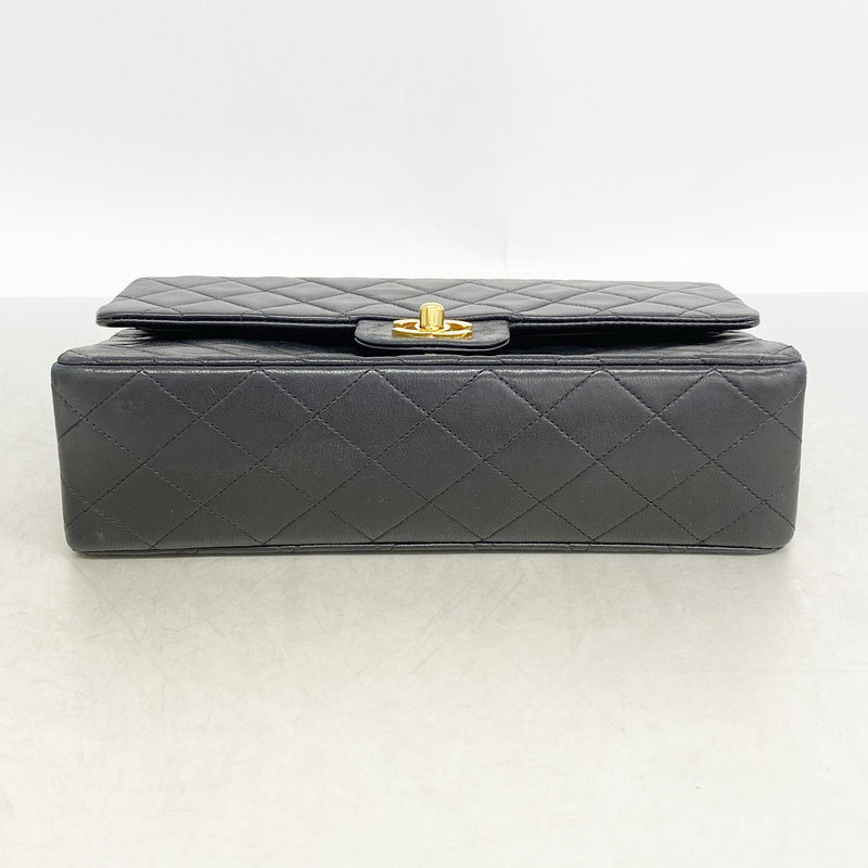 【6ib2783】シャネル ショルダーバッグ マトラッセ Wフラップ Wチェーン ラムスキン ブラック ゴールド金具【中古】レディース