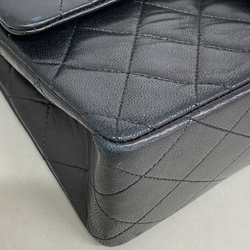 【6ib2783】シャネル ショルダーバッグ マトラッセ Wフラップ Wチェーン ラムスキン ブラック ゴールド金具【中古】レディース