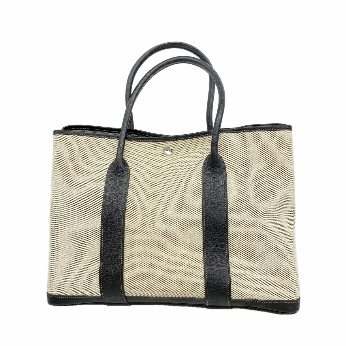 【6ib2784】エルメス トートバッグ ガーデンパーティPM トワルアッシュ ブラック シルバー金具 □L刻印【中古】レディース