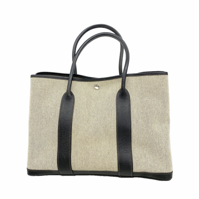 【6ib2784】エルメス トートバッグ ガーデンパーティPM トワルアッシュ ブラック シルバー金具 □L刻印【中古】レディース
