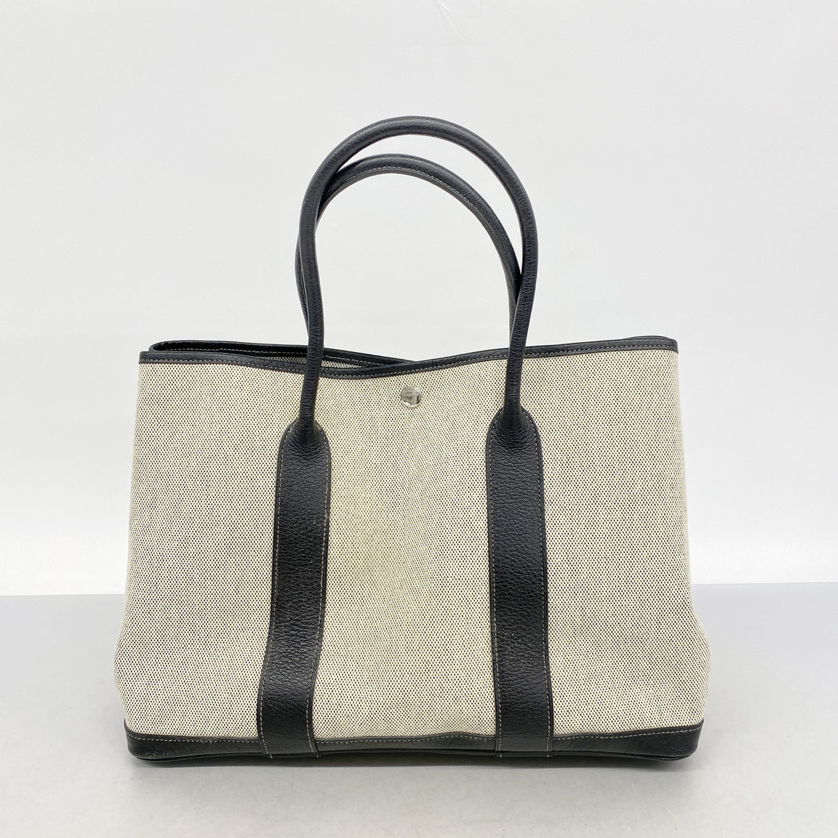 【6ib2784】エルメス トートバッグ ガーデンパーティPM トワルアッシュ ブラック シルバー金具 □L刻印【中古】レディース