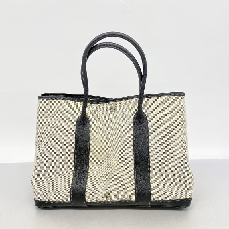 【6ib2784】エルメス トートバッグ ガーデンパーティPM トワルアッシュ ブラック シルバー金具 □L刻印【中古】レディース