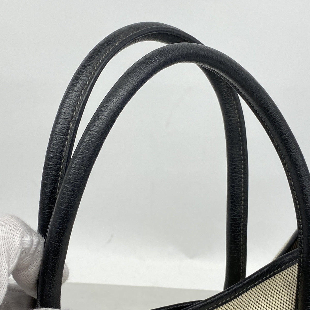 【6ib2784】エルメス トートバッグ ガーデンパーティPM トワルアッシュ ブラック シルバー金具 □L刻印【中古】レディース