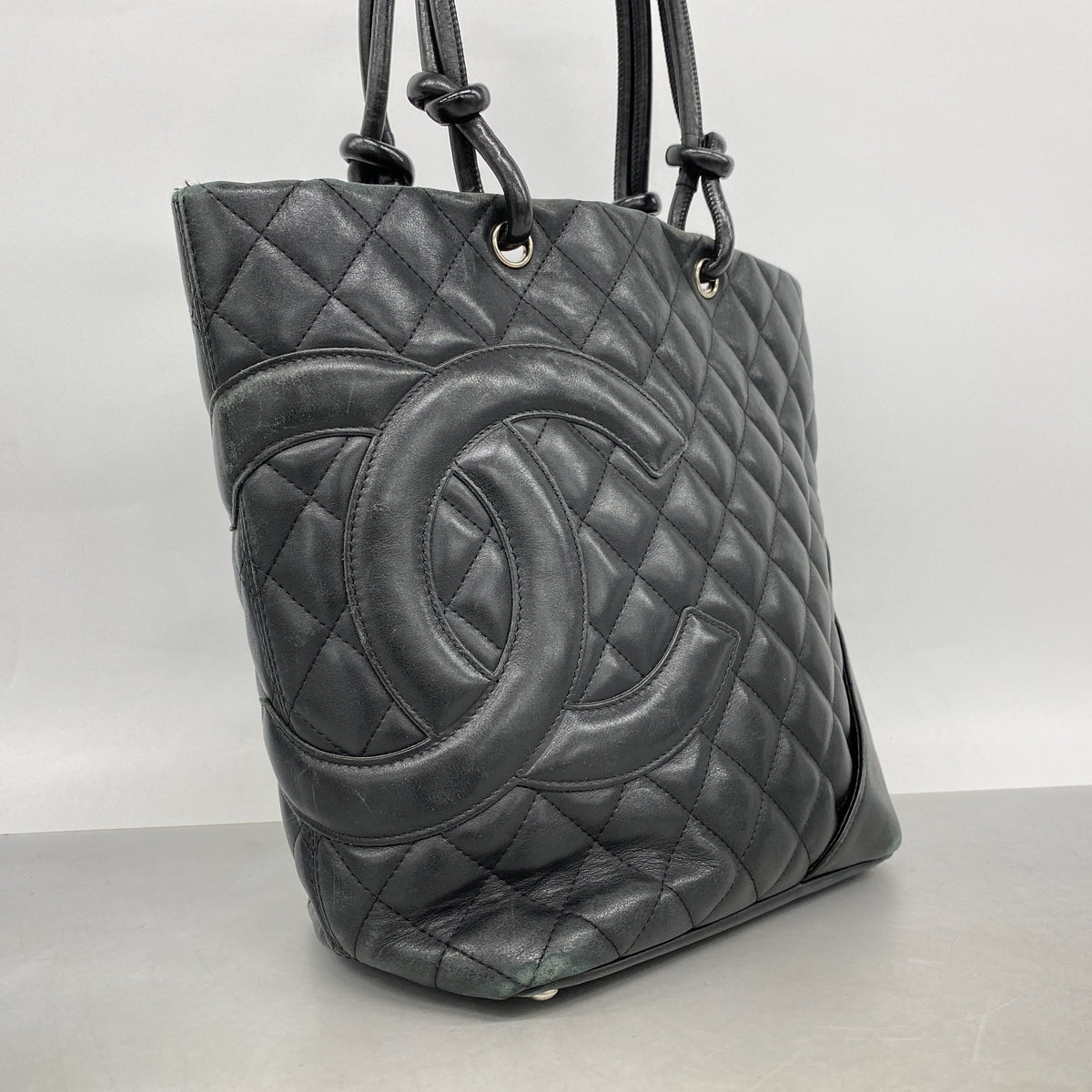【6ib2816】シャネル トートバッグ カンボン ラムスキン ブラック シルバー金具【中古】レディース