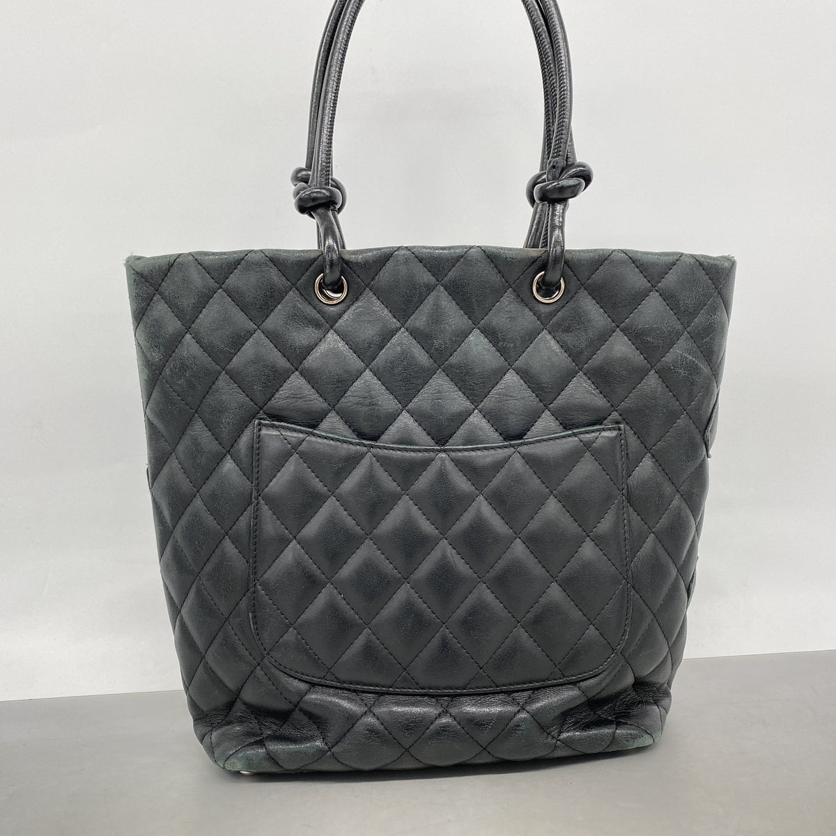 【6ib2816】シャネル トートバッグ カンボン ラムスキン ブラック シルバー金具【中古】レディース