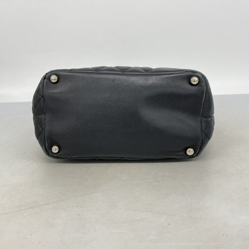 【6ib2816】シャネル トートバッグ カンボン ラムスキン ブラック シルバー金具【中古】レディース