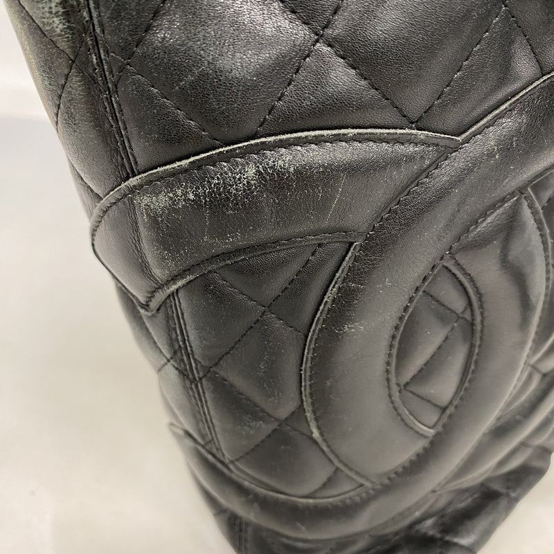 【6ib2816】シャネル トートバッグ カンボン ラムスキン ブラック シルバー金具【中古】レディース