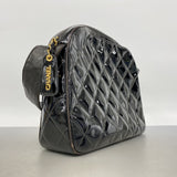 【6ib2817】シャネル ショルダーバッグ マトラッセ パテントレザー ブラック ゴールド金具【中古】レディース
