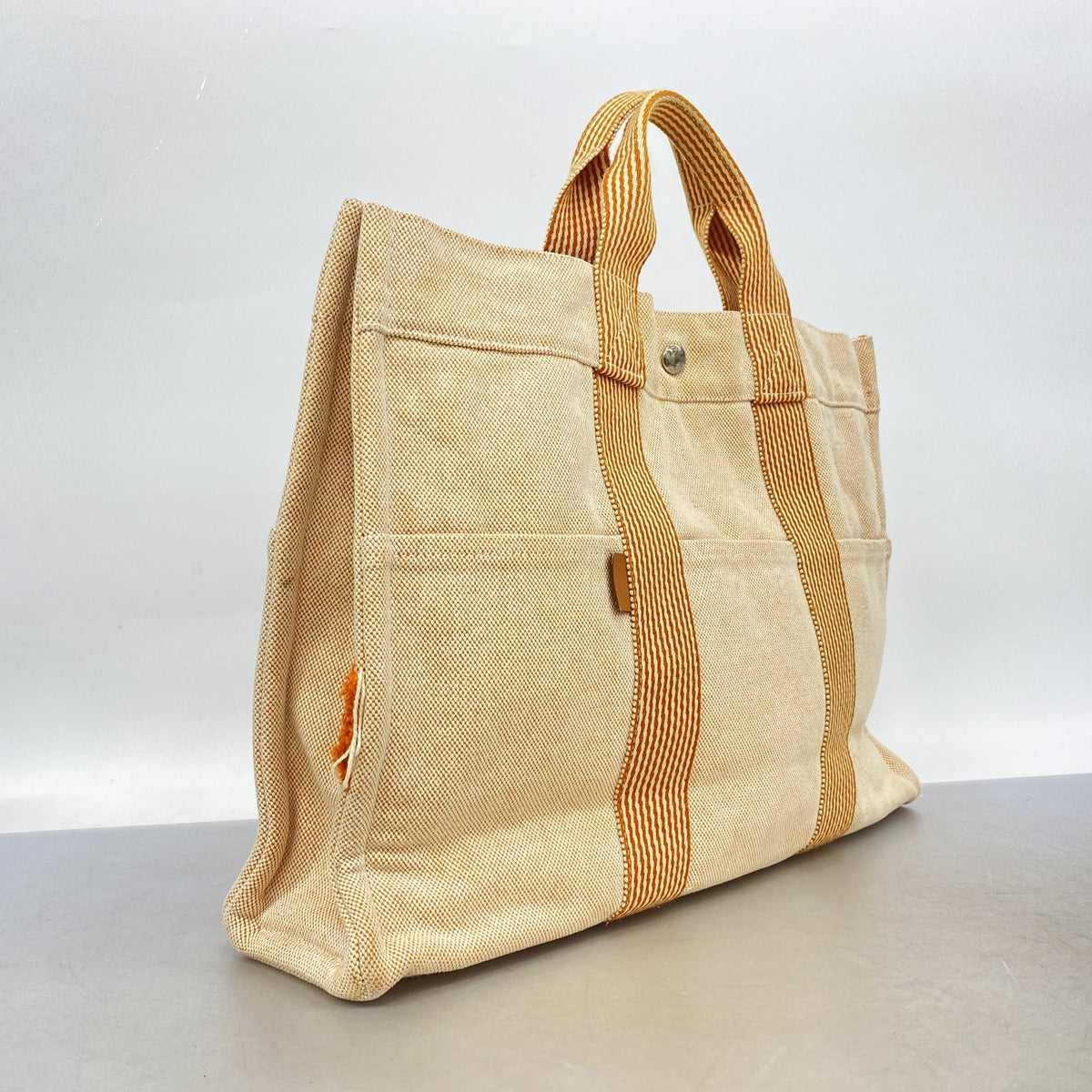 【6ib2818】エルメス トートバッグ ニューフールトゥMM キャンバス オレンジ シルバー金具【中古】メンズ レディース ユニセックス