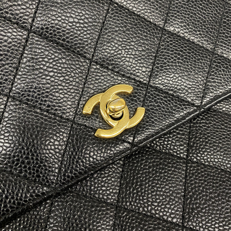 【6ib2825】シャネル ハンドバッグ マトラッセ キャビアスキン ブラック ゴールド金具【中古】レディース