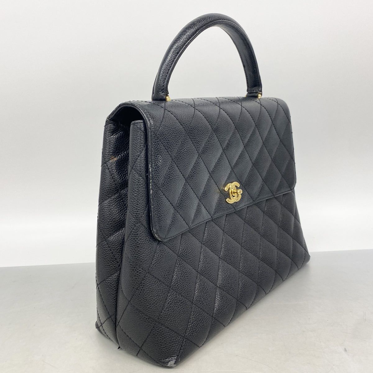 【6ib2825】シャネル ハンドバッグ マトラッセ キャビアスキン ブラック ゴールド金具【中古】レディース