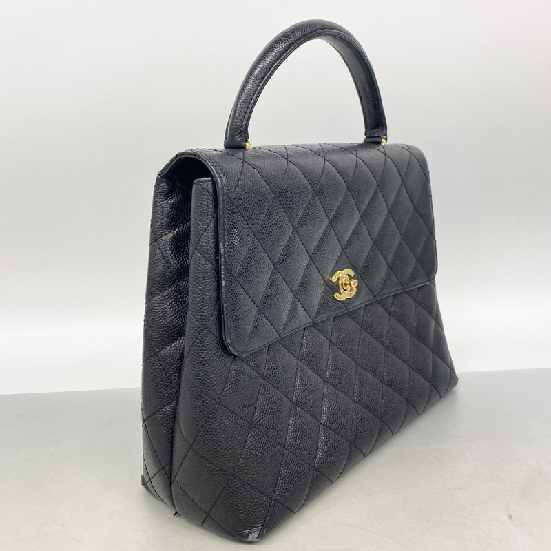 【6ib2825】シャネル ハンドバッグ マトラッセ キャビアスキン ブラック ゴールド金具【中古】レディース
