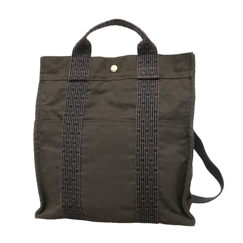 【6ib2829】エルメス リュック・デイパック エールラインサックアドPM ナイロン グレー シルバー金具【中古】レディース