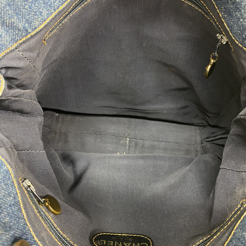 【6ib2841】シャネル トートバッグ デニム ブルー ゴールド金具【中古】レディース