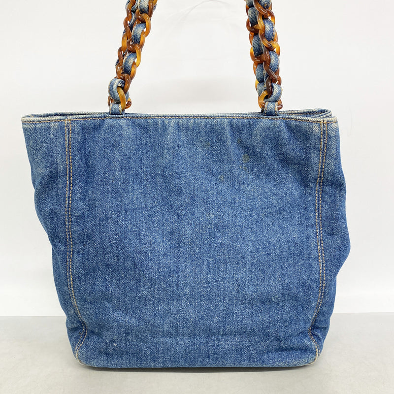 【6ib2841】シャネル トートバッグ デニム ブルー ゴールド金具【中古】レディース