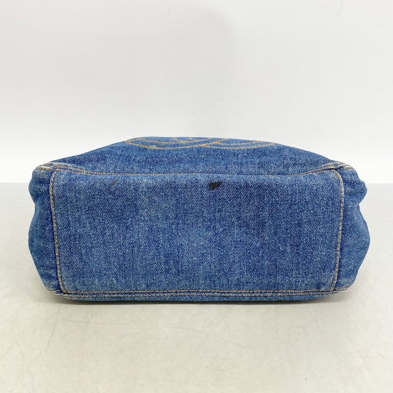 【6ib2841】シャネル トートバッグ デニム ブルー ゴールド金具【中古】レディース