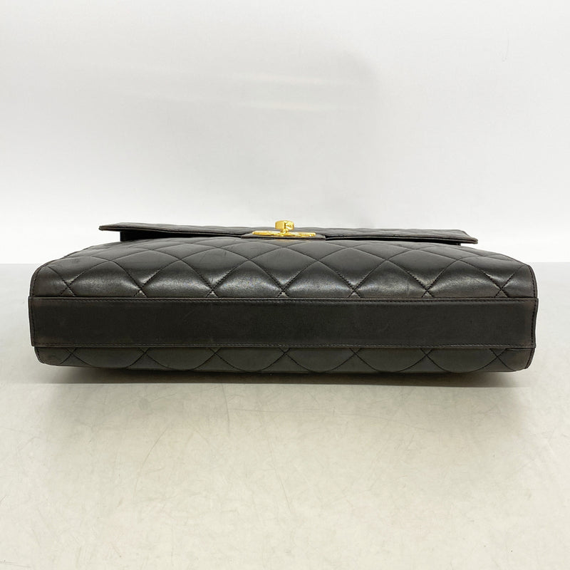 【6ib2843】シャネル ビジネスバッグ マトラッセ ラムスキン ブラック ゴールド金具【中古】レディース