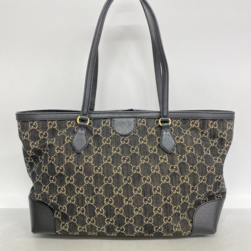【6ib2844】グッチ トートバッグ GGマーモント 631685 デニム ネイビー ゴールド金具【中古】レディース