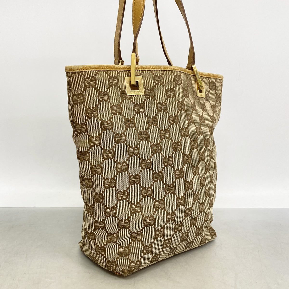 【6ib2845】グッチ トートバッグ GGキャンバス 002 1099 キャンバス ブラウン ベージュ ゴールド金具【中古】レディース