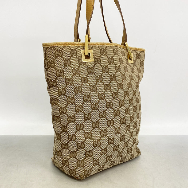 【6ib2845】グッチ トートバッグ GGキャンバス 002 1099 キャンバス ブラウン ベージュ ゴールド金具【中古】レディース