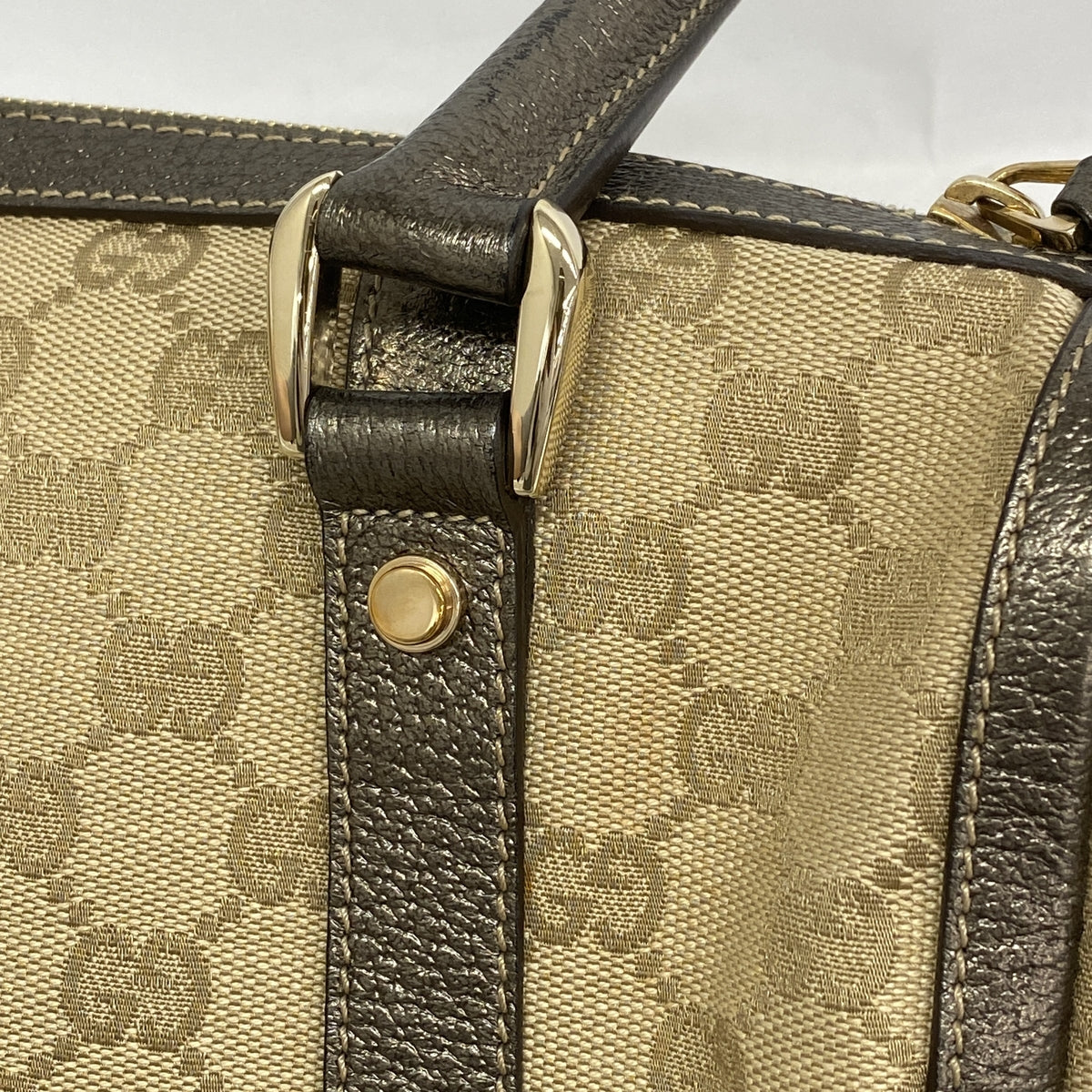 【6ib2846】グッチ ハンドバッグ GGキャンバス 130942 キャンバス ベージュ シャンパンゴールド金具【中古】レディース