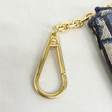 【6ib2847】クリスチャンディオール コインケース オブリーク キャンバス ネイビー ゴールド金具【中古】レディース